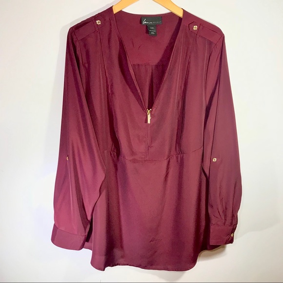 Lane Bryant Tops - Lane Bryant Burgundy Half Zip Up Blouse